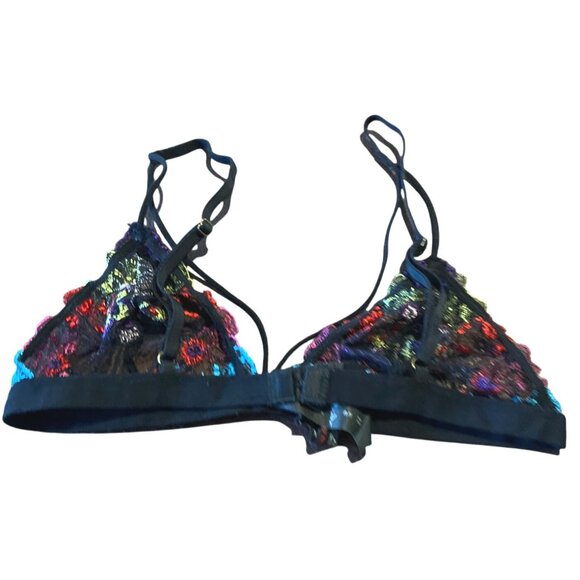 Out From Under Colorful Embroidered Lace Bralette M - Picture 5 of 5